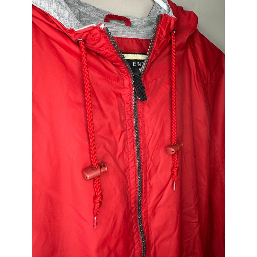 North End Windbreaker Jacket Mens M Red Hooded Lightweight Zip Rain Coat - Picture 4 of 11